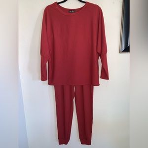 NWOT Dolman Sleeve 2 Piece Ribbed Loungewear High Waisted Jogger Set